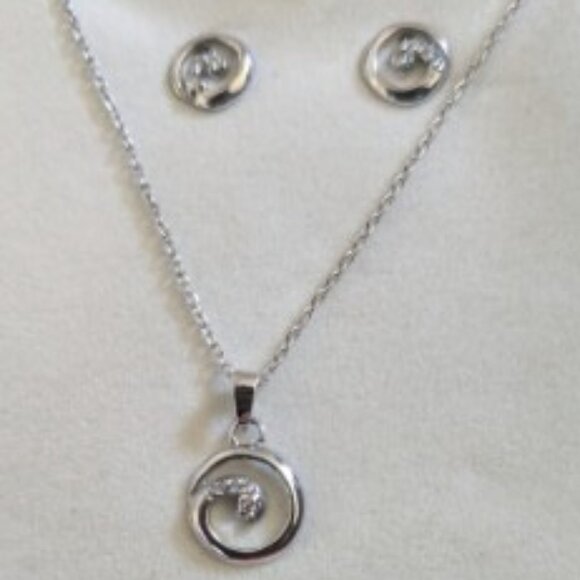 925 sterling silver circle necklace and earing set - NEW - Picture 1 of 4
